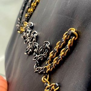 Leather Chanel Clutch Bag w/ Chain Writing